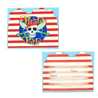 12 Tarjetas de Invitaci&oacute;n con Sobre - Pirate Party (Pack de 6 sets)