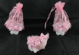 COCHECITO DE DECORACI&Oacute;N - ROSA BEB&Eacute; (20 uds.)