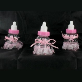 BIBERONES DECORATIVOS ROSAS CON FLECOS (6 uds.)