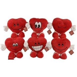 Corazones de peluche con manos y pies (6 uds.)