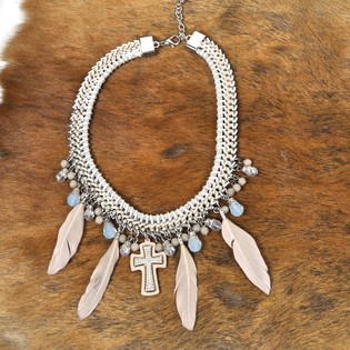 Collar de Lujo Beige/Crema con Cruz (1 ud.)
