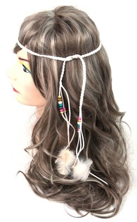 Diadema Estilo Ibiza con Cuentas Blanco (1 ud.) - Mayorista