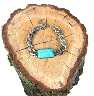 Pulsera Estilo Ibiza Plateada y Azul (1 ud.)