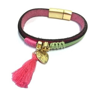 Pulsera de Lujo Coraz&oacute;n Verde/Rosa (1 ud)