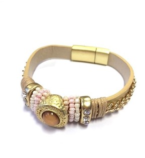 Pulsera de Lujo Estilo Ibiza Crema / Taupe (1 ud.)