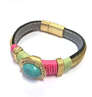 Pulsera Ibiza de Lujo Gris/Verde/Turquesa