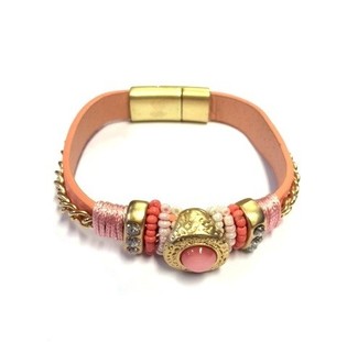 Pulsera de Lujo Estilo Ibiza Rosa / Oro (1 ud.)