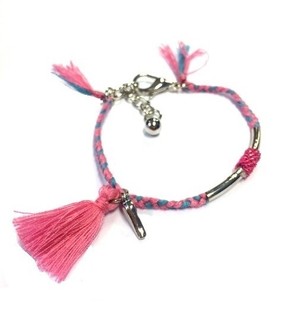 Pulsera trenzada estilo Ibiza Azul y Rosa (1 ud.)