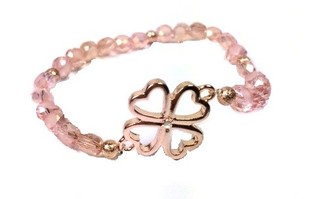 Pulsera Estilo Ibiza Rosa Tr&eacute;bol - El&aacute;stica (1 ud)