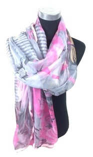 Bufanda Estilo Ibiza Rosa/Gris Mariposa (1 ud.)