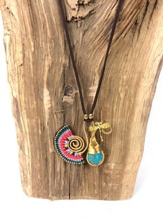 Collar Ibiza HANDMADE ORIGINALS con Bluestone Naranja/Azul (1 ud.)