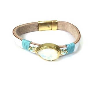 Pulsera de plata con gota de n&aacute;car estilo Ibiza (1 ud)