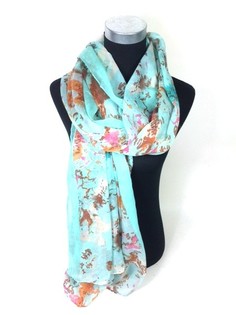 Bufanda Estilo Ibiza Turquesa con Rosa/Marr&oacute;n (1 ud)