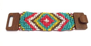 Pulsera Ibiza Azteca Cierre de Madera Amarillo (1 ud)