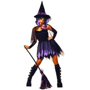 DISFRAZ DE BRUJA NEGRO/MORADO PARA NI&Ntilde;OS - TALLA 164