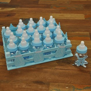 Caja Decorativa con 20 Mini Biberones - Azul
