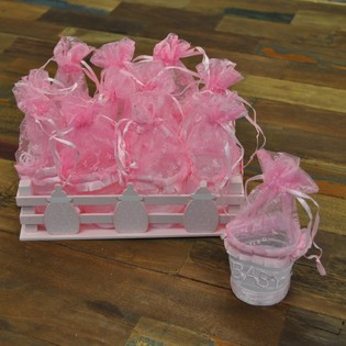 Caja Decorativa con 12 Envases de Regalo - Rosa