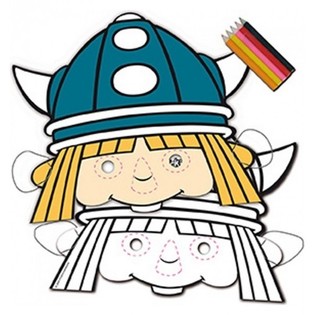 8 M&aacute;scaras para colorear VICKY EL VIKINGO + L&aacute;pices (12 uds.)