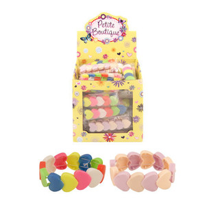 Pulseras El&aacute;sticas de Coraz&oacute;n para Ni&ntilde;os en Expositor (60 uds.)