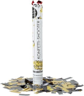 Ca&ntilde;&oacute;n de confeti &ndash; Color: Negro-Amarillo - 40 cm - Partypopper (10 uds.)