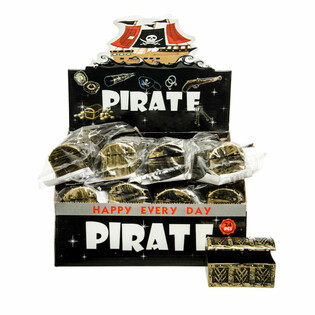 Mini cofre del tesoro pirata en expositor (24 uds.)