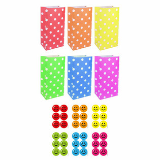 Bolsas de Papel para Chuches con Pegatinas Smiley - Mix (72 uds)