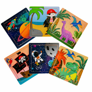 Mix de Puzzles de Madera para Ni&ntilde;os en Expositor (24 uds.)