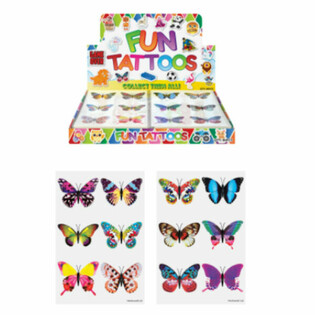 TATUAJES DIVERTIDOS - MODELO: MARIPOSAS EN EXPOSITOR (96 uds.)