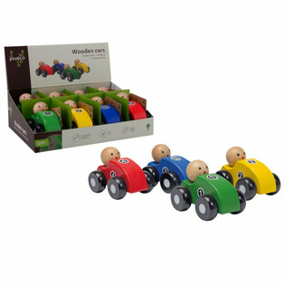 Coches de Madera JOUECO - En Expositor (8 Unidades)