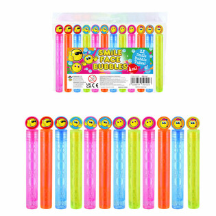 Pomperos de burbujas Smiley de colores (1 pack de 12 uds.)