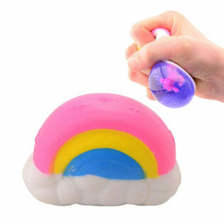 Pelota Antiestr&eacute;s de Unicornio Arco&iacute;ris en Expositor (12 unidades)