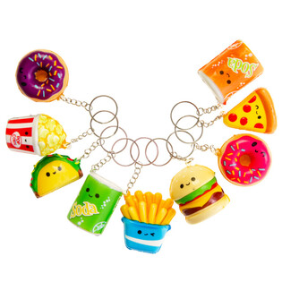 Llaveros Squishy Fast Food en Expositor (24 uds.)