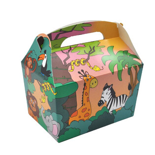 CAJA DE MENÚ MODELO: ANIMALES DE LA SELVA - Dim 18.5x12x19 CM - FOODBOX - KIDSBOX (24 uds.)