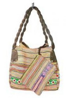 Bolso Brocado B-Fair Peque&ntilde;o Marr&oacute;n y Verde (1 ud)